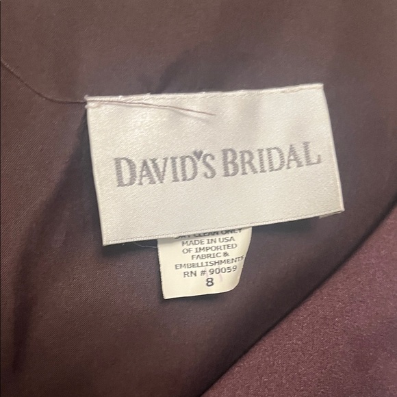 David’s Bridal Elegant Chocolate Two-Piece Dress w/ Small train - Picture 3 of 7